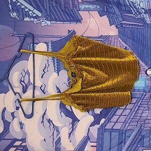 Crushed velvet mustard crop top